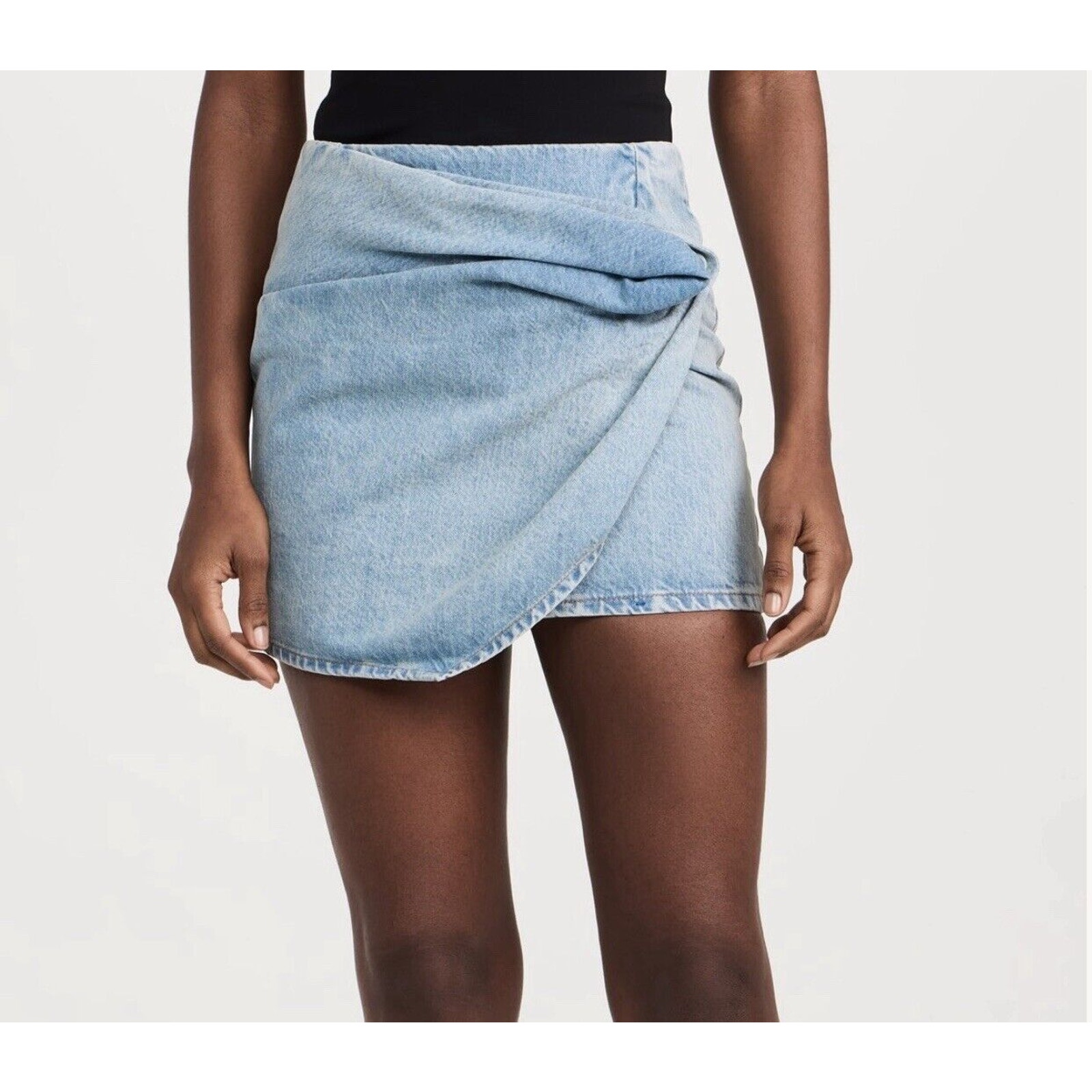 Rev Womens The Marlowe Draped Denim Skirt Blue Size 28